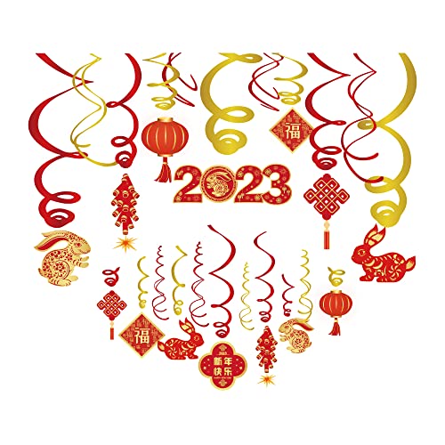 Chinese New Year 2023,Anor Wishlife Chinese Red Lanterns,Chinese Knot Hanging Swirl Decorations,Year of The Rabbit Festival Decorations for Party,Together,Celling,Home,Office,Bedroom(30Ct)