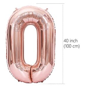 Aabellay Large Foil Mylar Balloons 40 Inch Rose Gold Number Balloons Giant Jumbo Birthday Balloons for Birthday Party Decorations - Rose Gold 80