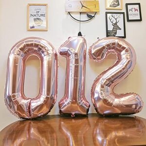 Aabellay Large Foil Mylar Balloons 40 Inch Rose Gold Number Balloons Giant Jumbo Birthday Balloons for Birthday Party Decorations - Rose Gold 80