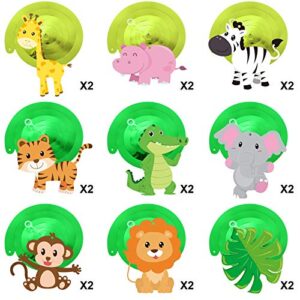 Blulu 30 Count Jungle Safari Animals Party Decorations Jungle Animals Hanging Swirl, Forest Theme Foil Swirls Ceiling for Safari Birthday Decorations Jungle Party Safari Baby Shower Decorations