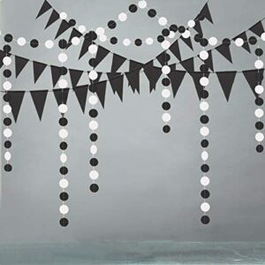 black white party decorations halloween birthday decor hanging garland streamer banner backdrop for wedding bridal baby shower graduation new year even bachelorette hen party supplies