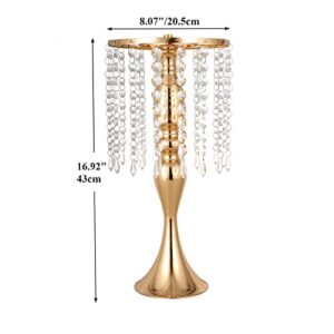 LANLONG Set of 2 Crystal Wedding Table Centerpieces Gold Flower Stand Vases Centerpiece Decorations for Reception Party Home Decor