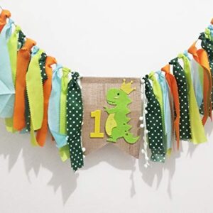 Dinosaur Party Supplies Decorations–Dinosaur Highchair Banner Baby Boy 1st Birthday High Chair Bunting Garland Decoration Wall Decor for Photo Booth Props,Happy Birthday Banner (New Dinosaur Green)