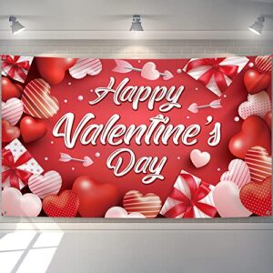 xtralarge happy valentines day banner – 72×44 inch | valentines day backdrop, valentines day decor for office | valentine backdrop, valentines party decorations | valentines backdrops for photography