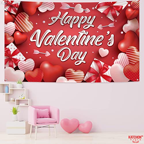 Xtralarge Happy Valentines Day Banner - 72x44 Inch | Valentines Day Backdrop, Valentines Day Decor for Office | Valentine Backdrop, Valentines Party Decorations | Valentines Backdrops for Photography