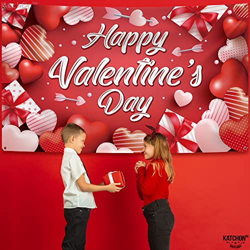 Xtralarge Happy Valentines Day Banner - 72x44 Inch | Valentines Day Backdrop, Valentines Day Decor for Office | Valentine Backdrop, Valentines Party Decorations | Valentines Backdrops for Photography