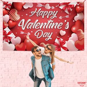 Xtralarge Happy Valentines Day Banner - 72x44 Inch | Valentines Day Backdrop, Valentines Day Decor for Office | Valentine Backdrop, Valentines Party Decorations | Valentines Backdrops for Photography