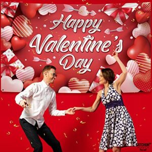 Xtralarge Happy Valentines Day Banner - 72x44 Inch | Valentines Day Backdrop, Valentines Day Decor for Office | Valentine Backdrop, Valentines Party Decorations | Valentines Backdrops for Photography