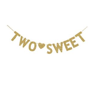 two sweet banner, baby girl’s/boy’s 2nd birthday party, twins baby shower/twins birthday sign decorations gold gliter paper