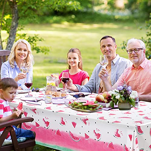 Watermelon Table Covers Tablecloth Plastic Disposable Summer Party Table Covers Watermelon Banner for Birthday Wedding Baby Shower Theme Party Decorations, 54 x 108 Inch (3 Packs)