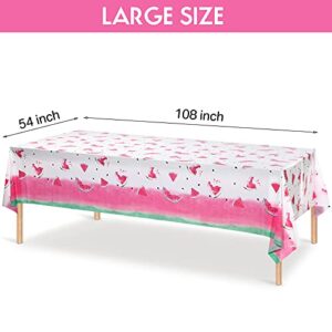 Watermelon Table Covers Tablecloth Plastic Disposable Summer Party Table Covers Watermelon Banner for Birthday Wedding Baby Shower Theme Party Decorations, 54 x 108 Inch (3 Packs)