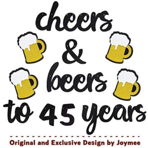 45th Birthday Decorations Cheers to 45 Years Banner for Men Women Birthday Backdrop Wedding Aniversary Party Supplies Decorations Black Glitter Pre Strung