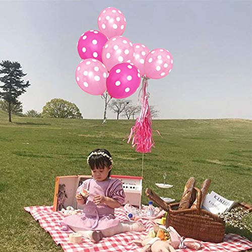 Party Balloons, 12inch Pink Polka Dot Balloons, Party Decoration Compatible Wedding Birthday Baby Shower Graduation party Christmas Party (100 Pcs)