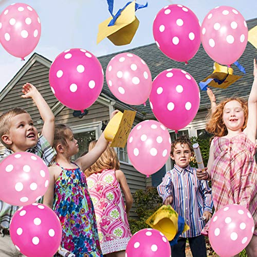 Party Balloons, 12inch Pink Polka Dot Balloons, Party Decoration Compatible Wedding Birthday Baby Shower Graduation party Christmas Party (100 Pcs)