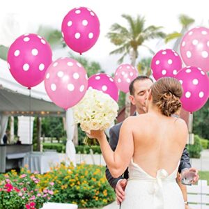 Party Balloons, 12inch Pink Polka Dot Balloons, Party Decoration Compatible Wedding Birthday Baby Shower Graduation party Christmas Party (100 Pcs)