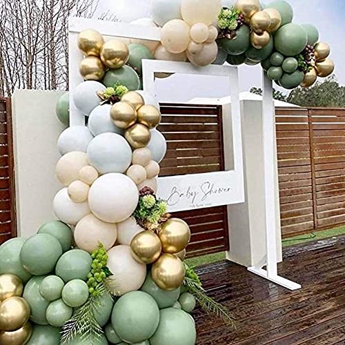 125pcs DIY Sage Green Balloon Garland Kit Olive Green White Gold Confetti and Metallic Gold Balloons for Wedding Birthday Party Baby Shower Decorations Jungle Safari Balloons