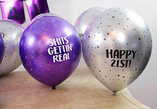 FINALLY LEGAL Purple Party Pack - 21st Birthday Banner, Balloon and Swirls Pack- Birthday Decorations - 21st Birthday Party Supplies, Favors and Gifts