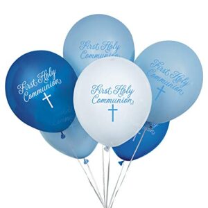 fancy cross first holy communion latex balloons i blue i 8 pcs.