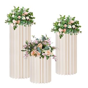 meticuloso 3pcs foldable cardboard centerpiece display, with 3pcs acrylic disc, cylinder flowers stand, dessert table, columns display for wedding party garden decoration
