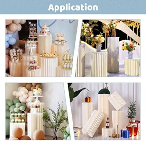 Meticuloso 3pcs Foldable Cardboard Centerpiece Display, with 3pcs Acrylic Disc, Cylinder Flowers Stand, Dessert Table, Columns Display for Wedding Party Garden Decoration