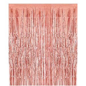 Rose Gold 25 Birthday Party Decorations Supplies, Champagne Balloon, Pink Happy Birthday Banner, 25 Balloons,Rose Gold Foil Fringe Curtains,Confetti Balloons for 25th Birthday Decorations for Her (25)