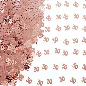 30th birthday party confetti decorations – rose gold number 30 metallic foil confetti for 30th birthday party decor wedding engagement anniversary event celebration table confetti decoration, 60g