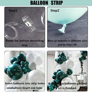 Futureferry Dark Teal and Silver Balloon Garland Arch Kit 136Pcs Double Stuffed Teal and White Balloons for Baby Shower Wedding Engagements Anniversary Birthday Party Backdrop DIY Decoration