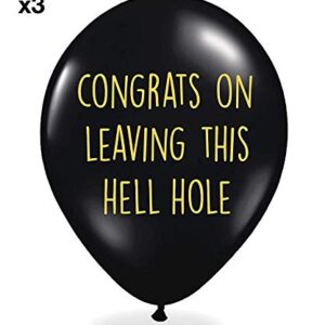 Office Leaver Going Away Funny Balloons - Pack of 12 Premium White And Black Balloons - Perfect For A Colleague Or Co-Worker