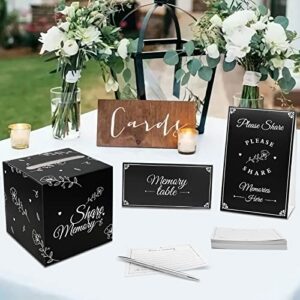 Etomiel 50 Pcs Share a Memory Cards, Funeral Guest Book for Memorial Service Celebration of Life Memory Cards, with Silver Signature Pen, Memory Table Signs and Memory Box for Funeral Favors