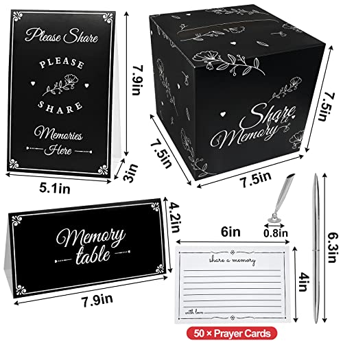 Etomiel 50 Pcs Share a Memory Cards, Funeral Guest Book for Memorial Service Celebration of Life Memory Cards, with Silver Signature Pen, Memory Table Signs and Memory Box for Funeral Favors