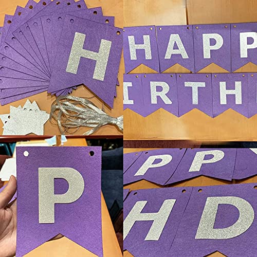 60th Birthday Decorations for Women Purple Silver Women 60 Birthday Happy Birthday Banner Purple Silver Latex Balloons Polka Dot Paper Fans/Purple 60th Birthday Decorations for Women