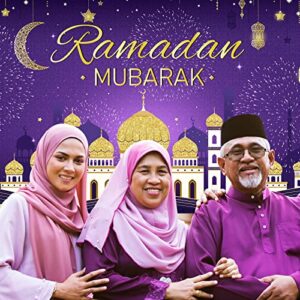 Ramadan Mubarak Backdrop Ramadan Decorations Eid Mubarak Backdrop Ramadan Kareem Banner Decorations Ramadan Photography Background for Ramadan Eid Al Fitr Party Supplies, 73 x 43 Inch