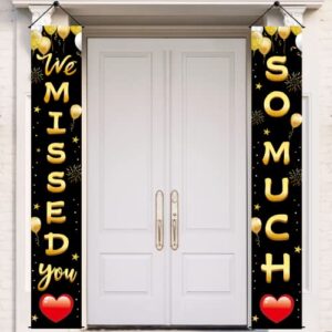 pimvimcim welcome home decorations we missed you so much door banner, welcome back home family porch sign party supplies, patriotic military homecoming army deployment returning back backdrop decor