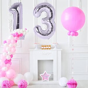 40 Inch Silver 13 Number Balloons Giant Jumbo Huge 13 or 31 Foil Mylar Helium Number Digital Balloons Silver Birthday Mylar Digital Balloons 13th 31st Birthday Anniversary Events Party Decors Supplies