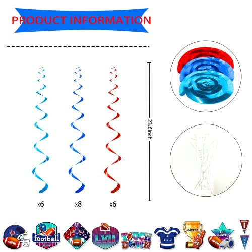 Super Football Party Decorations 2023,40 Pcs Super Football LVII Party Supplies, NO-DIY Football Hanging Swirl, Superfootball Decorations for Party, American Football Swirls for Football Game Day