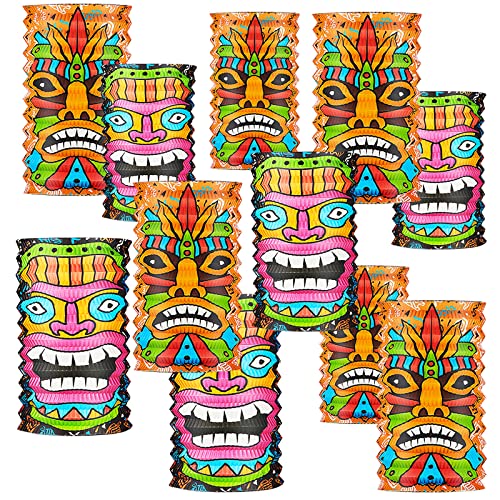 Hawaii Party Decorations Paper Lanterns Luau Tropical Hanging Supplies Lanterns for Birthday Outdoor Party Baby Shower Home Decoration (12 Pieces,10 x 6.1 Inch)