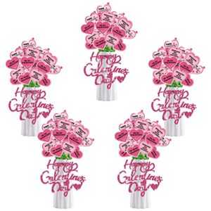 happiness be my galentine – 20 pcs galentine’s and valentine’s day party centerpiece sticks decorations – 5pcs pink glitter cutouts jar tags vase tags decorations -galentine’s and valentine’s day table toppers supplies