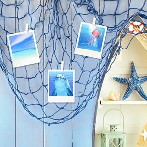 6 Pack Natural Fish Net Decorative Cotton Fishnet Decor for Pirate Party, Mermaid Party, Nautical Party, Hawaii Luau Party, Ocean Themed Wall Hanging Fishnet Beach Bash Decoration Supplies (Blue)