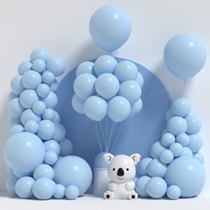 ajoyegg baby blue balloons macaron light blue balloon 100pcs 5+12+18inch, pastel blue party balloons garland kit for birthday baby shower gender reveal wedding bridal shower decoration