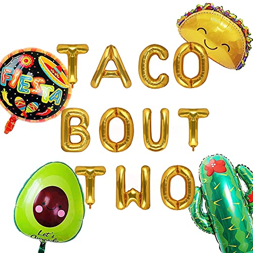 LaVenty 5 PCS Taco Bout Two Balloons Taco Bout Two Decoration Taco Twosday Decoration Taco Twosday Balloons for Cinco de Mayo Fiesta Decorations