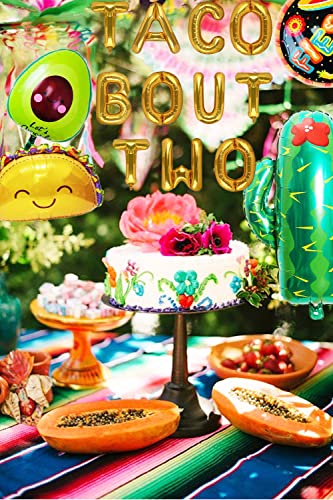 LaVenty 5 PCS Taco Bout Two Balloons Taco Bout Two Decoration Taco Twosday Decoration Taco Twosday Balloons for Cinco de Mayo Fiesta Decorations