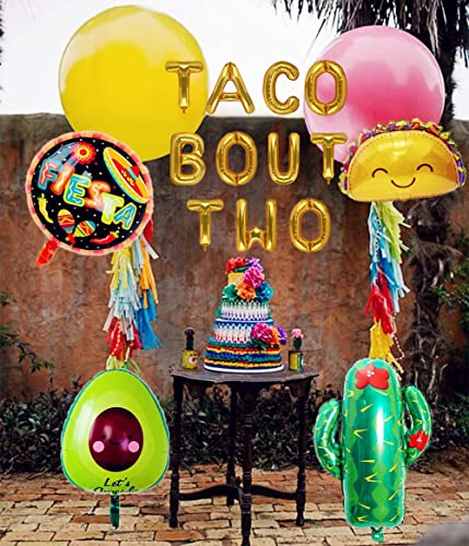 LaVenty 5 PCS Taco Bout Two Balloons Taco Bout Two Decoration Taco Twosday Decoration Taco Twosday Balloons for Cinco de Mayo Fiesta Decorations