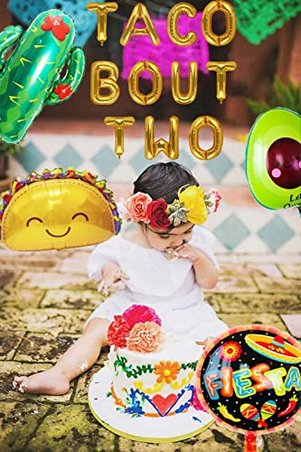 LaVenty 5 PCS Taco Bout Two Balloons Taco Bout Two Decoration Taco Twosday Decoration Taco Twosday Balloons for Cinco de Mayo Fiesta Decorations