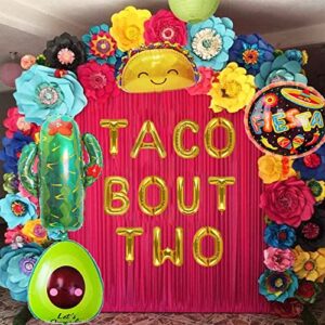 LaVenty 5 PCS Taco Bout Two Balloons Taco Bout Two Decoration Taco Twosday Decoration Taco Twosday Balloons for Cinco de Mayo Fiesta Decorations