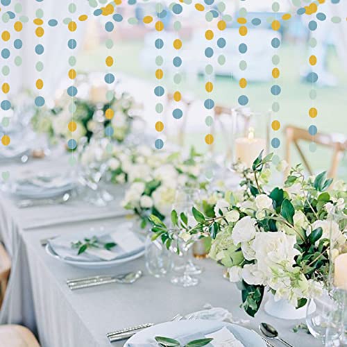 Light-Dusty Blue Gold Party-Decorations Garland - 52Ft Birthday Baby Bridal Shower Wedding Paper Banner Streamers,Bachelorette Engagement Decor Panduola