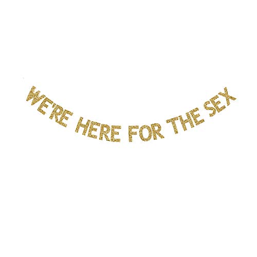 We're Here for The Sex Banner, Fun Gender Reveal Party Banner, Gold Gliter Paper Garland for Baby Shower Party Decorations Supplies