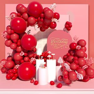 ponamfo red balloon arch kit – 120pcs 18″+12″+10″+5″ red mette balloons garland kit different size as birthday party balloons gender reveal balloons baby shower balloons wedding anniversary