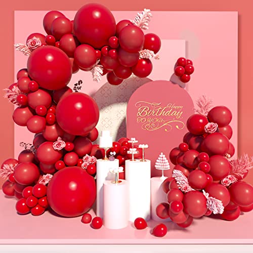 Ponamfo Red Balloon Arch Kit - 120Pcs 18"+12"+10"+5" Red Mette Balloons Garland Kit Different Size as Birthday Party Balloons Gender Reveal Balloons Baby Shower Balloons Wedding Anniversary