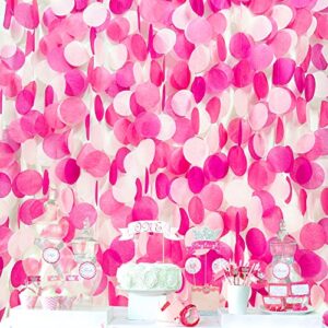 205ft hot pink party decorations big circle dots backdrop garland rose pink tissue paper polka dots hanging curtain streamer for birthday bachelorette engagement wedding bridal shower party supplies