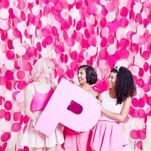 205Ft Hot Pink Party Decorations Big Circle Dots Backdrop Garland Rose Pink Tissue Paper Polka Dots Hanging Curtain Streamer for Birthday Bachelorette Engagement Wedding Bridal Shower Party Supplies